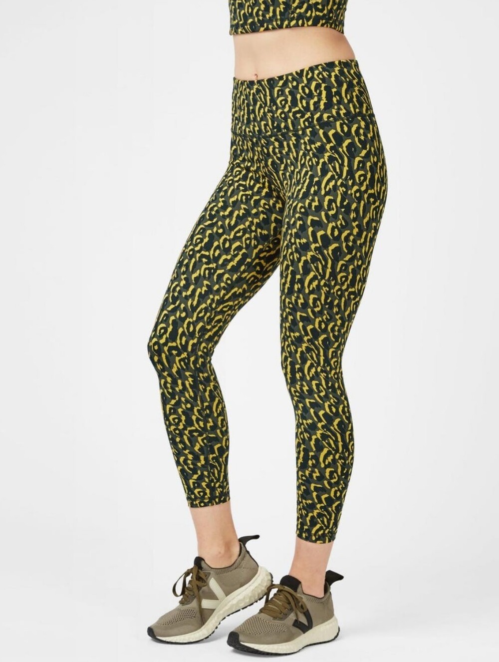 Sweaty Betty Flatter Me Black High Rise Leopard Print Jacquard 7/8 Leggings